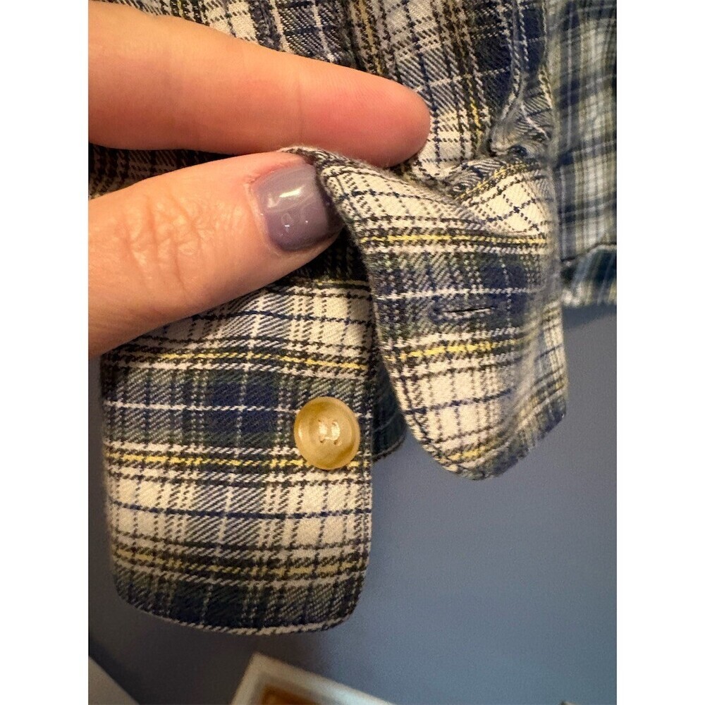 Bugle Boy Classics Shirt Mens 2XL Navy Cream Plaid Button Down Long Sleeve - Picture 4 of 9
